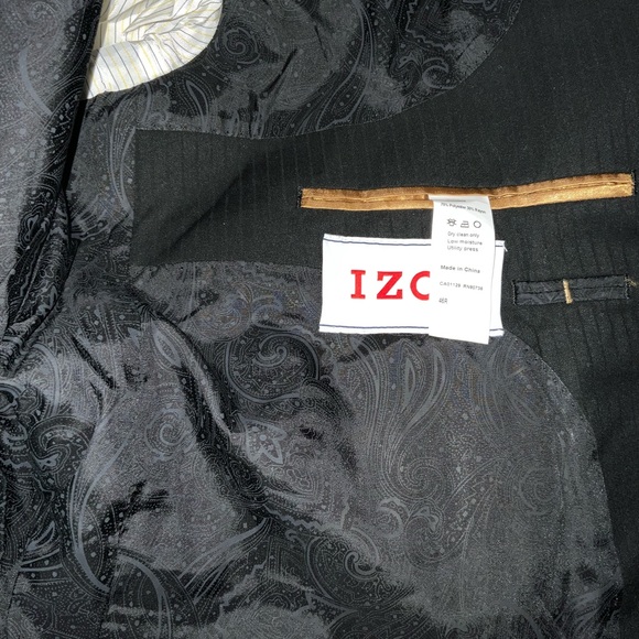Izod new sports coat size46R, black self shuttle stripes - Picture 3 of 5